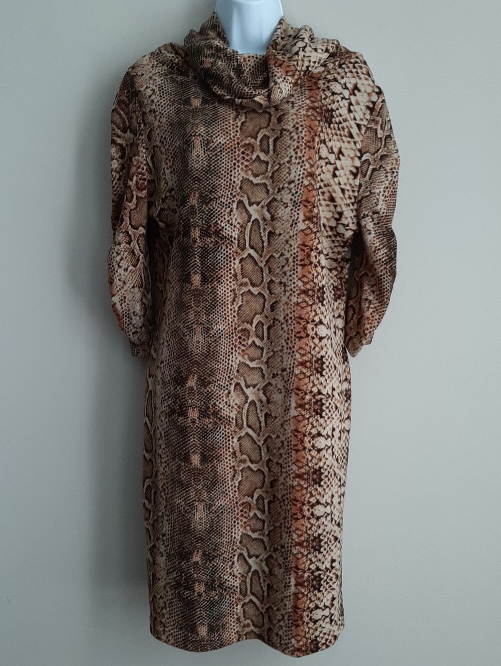 Mlle Garielle Snake Print Cowl Neck Dress XL